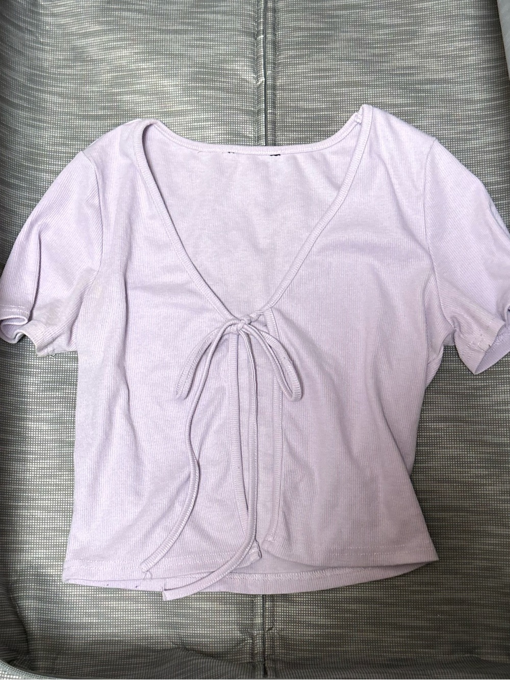 lilac purple tie front open top